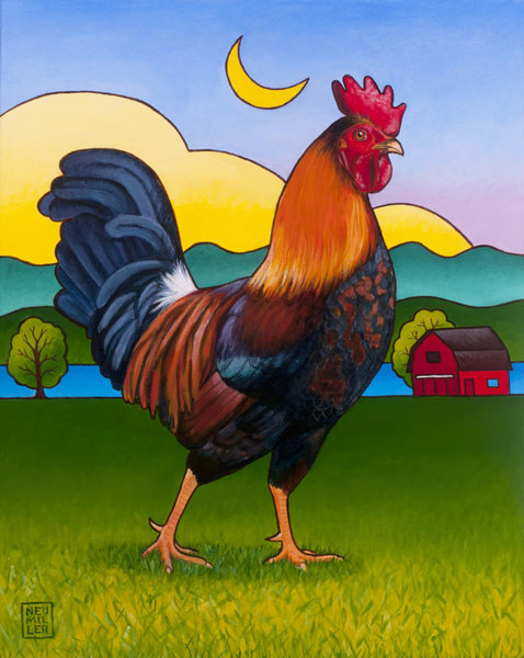 Birds Wall Art - Painting - Rufus The Rooster by Stacey Neumiller