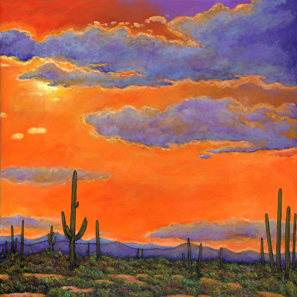 University Wall Art - Painting - Saguaro Sunset by Johnathan Harris