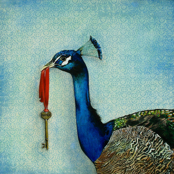 Peacock Wall Art - Painting - The Key To Success by Carrie Jackson