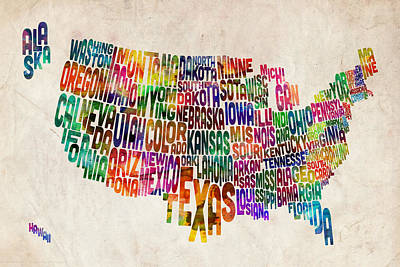 United States Map Designs - Wall Art