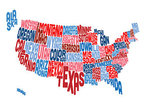 Wall Art - Digital Art - United States Typography Text Map by Michael Tompsett