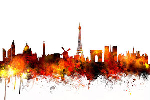 Paris Skyline Wall Art - Digital Art - Paris France Skyline by Michael Tompsett