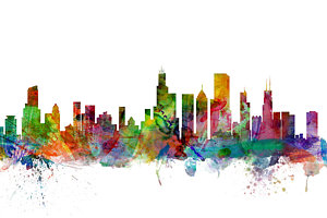 Wall Art - Digital Art - Chicago Illinois Skyline by Michael Tompsett
