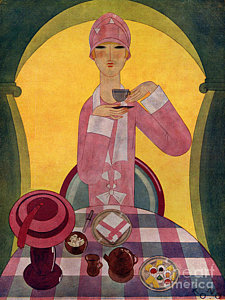 Wall Art - Drawing - Art Deco Tea Drinking 1926 1920s Spain by The Advertising Archives