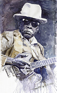 Wall Art - Painting - Bluesman John Lee Hooker 3 by Yuriy Shevchuk