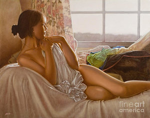 Wall Art - Painting - By The Window by John Silver