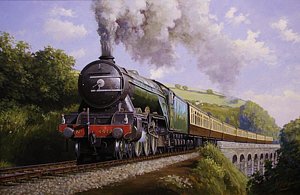 Wall Art - Painting - Flying Scotsman On Broadsands Viaduct. by Mike Jeffries
