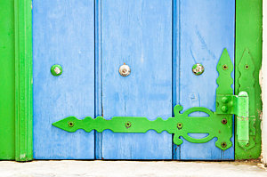 Wall Art - Photograph - Green And Blue Shutter by Tom Gowanlock