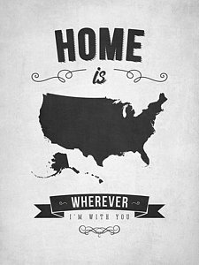 Wall Art - Digital Art - Home Is Wherever I'm With You Usa - Gray by Aged Pixel