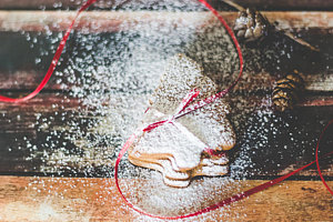 Wall Art - Photograph - Homemade Christmas Cookies Sprinkled With Powdered Sugar by Aldona Pivoriene