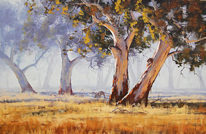 Impressionism Wall Art - Painting - Kangaroo Grazing by Graham Gercken