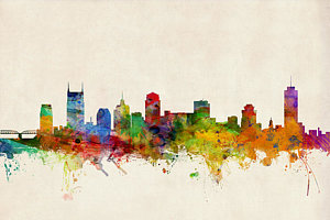Wall Art - Digital Art - Nashville Tennessee Skyline by Michael Tompsett