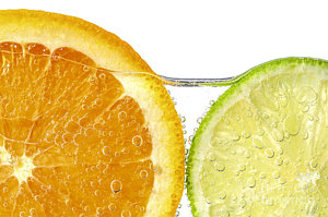 Wall Art - Photograph - Orange And Lime Slices In Water by Elena Elisseeva