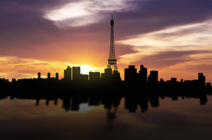 Paris Skyline Wall Art - Photograph - Paris France Sunset Skyline  by Aged Pixel