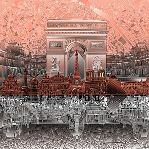 Paris Skyline Wall Art - Painting - Paris Skyline Landmarks 2 by Bekim Art
