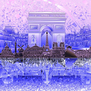Paris Skyline Wall Art - Painting - Paris Skyline Landmarks 7 by Bekim Art