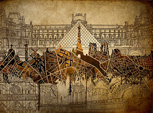 Paris Skyline Wall Art - Painting - Paris Skyline Vintage 2 by Bekim Art
