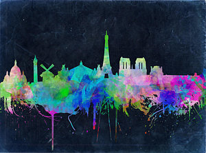 Paris Skyline Wall Art - Painting - Paris Skyline Watercolor 2 by Bekim Art
