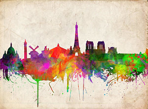 Paris Skyline Wall Art - Painting - Paris Skyline Watercolor  by Bekim Art