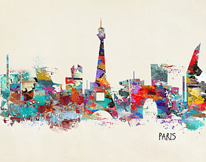Paris Skyline Wall Art - Painting - Paris Watercolor Skyline by Bleu Bri