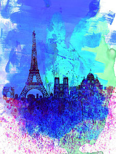Paris Skyline Wall Art - Painting - Paris Watercolor Skyline by Naxart Studio