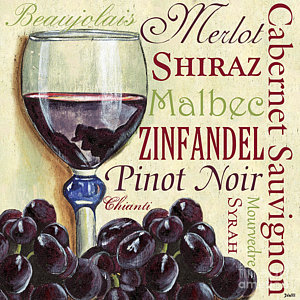 Wall Art - Painting - Red Wine Text by Debbie DeWitt