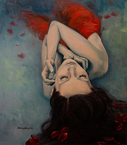 Wall Art - Painting - Swinging In Red by Dorina  Costras