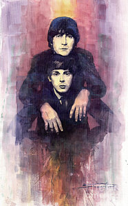 Wall Art - Painting - The Beatles John Lennon And Paul Mccartney by Yuriy Shevchuk