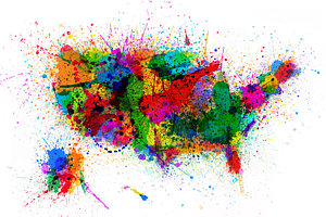 Wall Art - Digital Art - United States Paint Splashes Map by Michael Tompsett