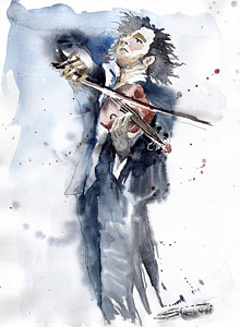 Wall Art - Painting - Violine Player 1 by Yuriy Shevchuk