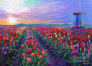 Impressionism Wall Art - Painting -  Tulip Fields, What Dreams May Come by Jane Small