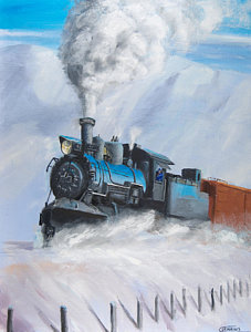 Wall Art - Painting - First Train Through by Christopher Jenkins