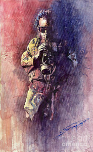 Wall Art - Painting - Jazz Miles Davis Maditation by Yuriy Shevchuk