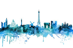 Paris Skyline Wall Art - Digital Art - Paris France Skyline by Michael Tompsett