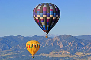 Wall Art - Photograph - 2 Balloons Flying Over The Flatirons by Scott Mahon