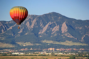 Wall Art - Photograph - Balloon Over Flatirons And Cu by Scott Mahon