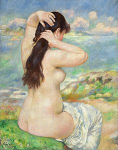 Wall Art - Painting - Bather Arranging Her Hair by Pierre Auguste Renoir
