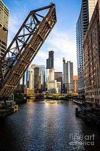 Wall Art - Photograph - Chicago Downtown And Kinzie Street Railroad Bridge by Paul Velgos