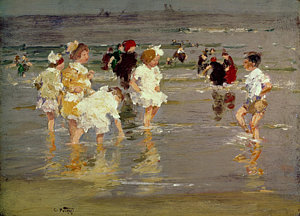 Impressionism Wall Art - Painting - Children On The Beach by Edward Henry Potthast
