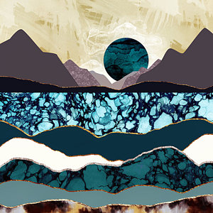 Abstract Landscape Wall Art - Digital Art - Desert Lake by Katherine Smit