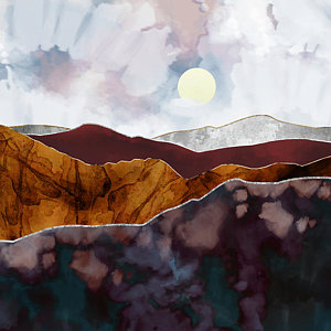 Abstract Landscape Wall Art - Digital Art - Distant Light by Katherine Smit