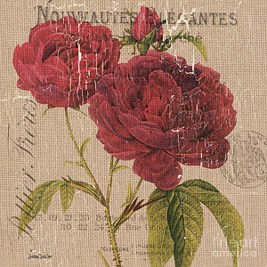 Wall Art - Painting - French Burlap Floral 3 by Debbie DeWitt