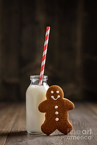 Wall Art - Photograph - Gingerbread Man With Milk by Amanda Elwell