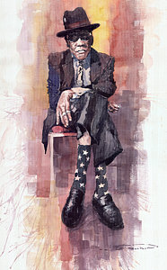 Wall Art - Painting - Jazz Bluesman John Lee Hooker by Yuriy Shevchuk