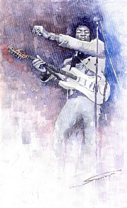 Wall Art - Painting - Jazz Rock Jimi Hendrix 07 by Yuriy Shevchuk
