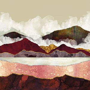 Abstract Landscape Wall Art - Digital Art - Melon Mountains by Katherine Smit