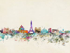Paris Skyline Wall Art - Painting - Paris City Skylline by Bleu Bri