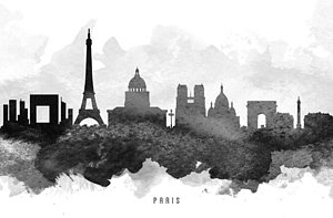 Paris Skyline Wall Art - Painting - Paris Cityscape 11 by Aged Pixel