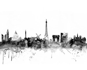 Paris Skyline Wall Art - Digital Art - Paris France Skyline 4x5 Ratio by Michael Tompsett
