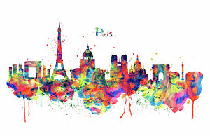 Paris Skyline Wall Art - Painting - Paris Skyline 2 by Marian Voicu